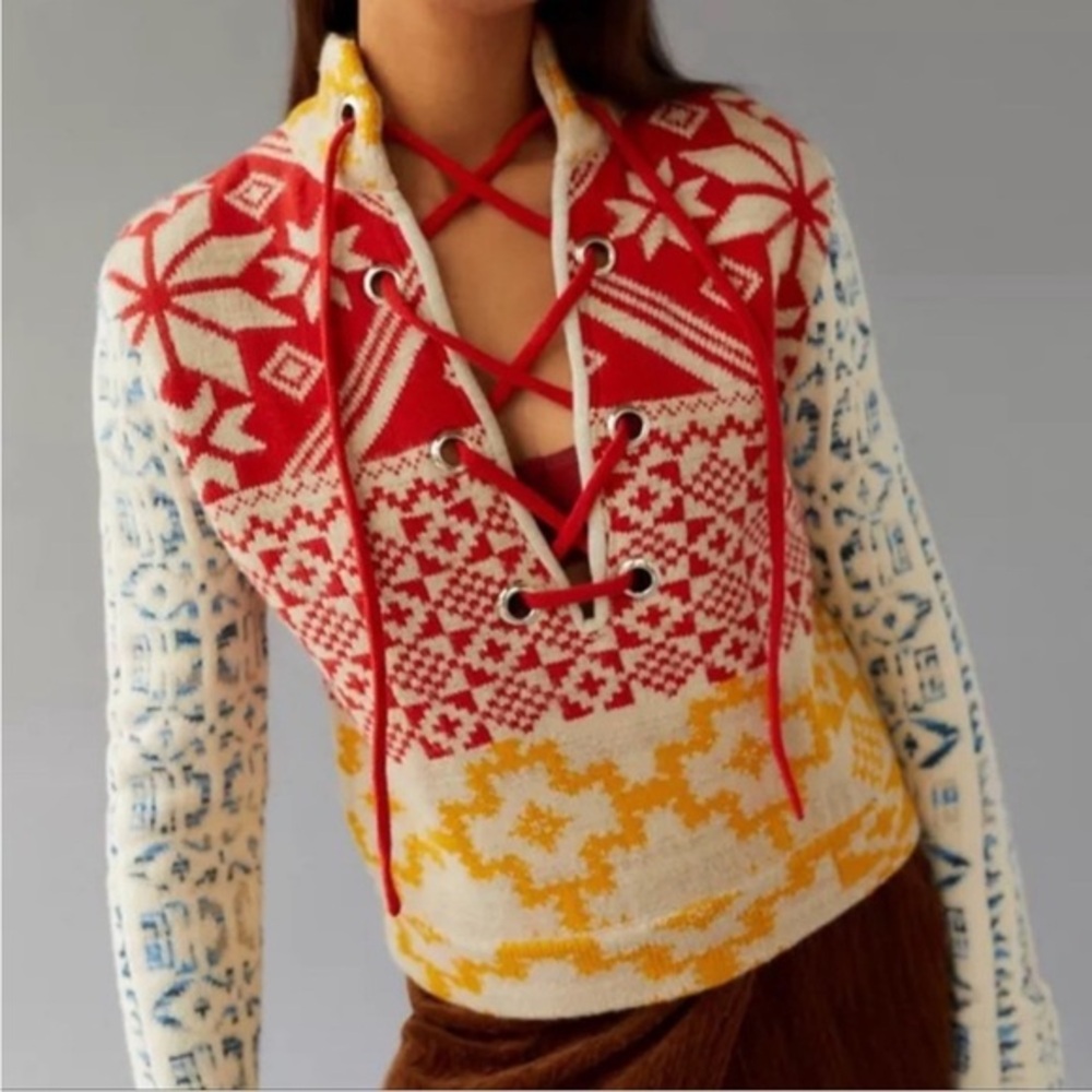 BDG Rian Lace-Up  Sweater by Urban Outfitters Medium